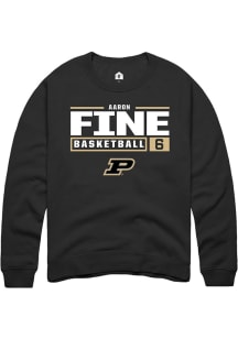 Aaron Fine  Rally Purdue Boilermakers Mens Black NIL Stacked Box Long Sleeve Crew Sweatshirt
