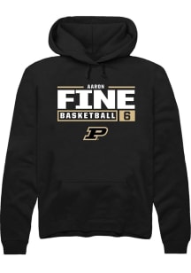 Aaron Fine  Rally Purdue Boilermakers Mens Black NIL Stacked Box Long Sleeve Hoodie