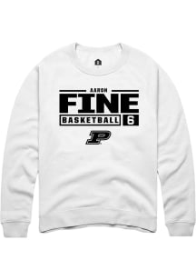 Aaron Fine  Rally Purdue Boilermakers Mens White NIL Stacked Box Long Sleeve Crew Sweatshirt