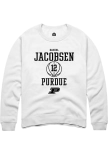 Daniel Jacobsen  Rally Purdue Boilermakers Mens White NIL Sport Icon Long Sleeve Crew Sweatshirt