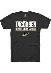 Daniel Jacobsen  Purdue Boilermakers Black Rally NIL Stacked Box Short Sleeve T Shirt