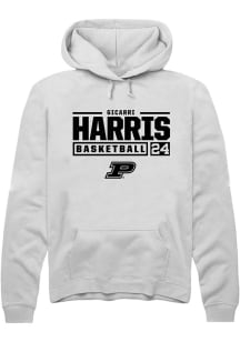 Gicarri Harris  Rally Purdue Boilermakers Mens White NIL Stacked Box Long Sleeve Hoodie