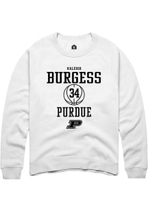 Raleigh Burgess  Rally Purdue Boilermakers Mens White NIL Sport Icon Long Sleeve Crew Sweatshirt