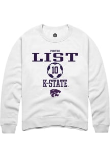 Porter List  Rally K-State Wildcats Mens White NIL Sport Icon Long Sleeve Crew Sweatshirt