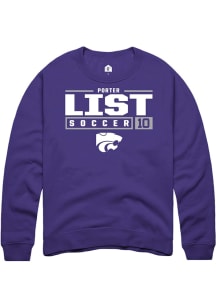 Porter List  Rally K-State Wildcats Mens Purple NIL Stacked Box Long Sleeve Crew Sweatshirt