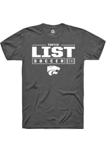 Porter List  K-State Wildcats Dark Grey Rally NIL Stacked Box Short Sleeve T Shirt