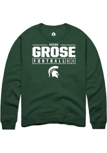 Aveon Grose  Rally Michigan State Spartans Mens Green NIL Stacked Box Long Sleeve Crew Sweatshirt