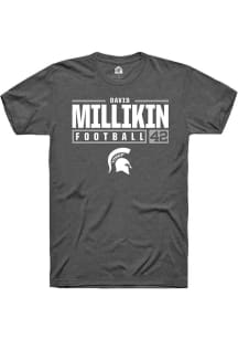 David Millikin  Michigan State Spartans Dark Grey Rally NIL Stacked Box Short Sleeve T Shirt