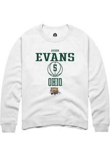 Ayden Evans  Rally Ohio Bobcats Mens White NIL Sport Icon Long Sleeve Crew Sweatshirt