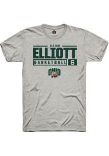 Elijah Elliott  Ohio Bobcats Ash Rally NIL Stacked Box Short Sleeve T Shirt