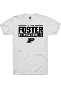 Sienna Foster  Purdue Boilermakers White Rally NIL Stacked Box Short Sleeve T Shirt