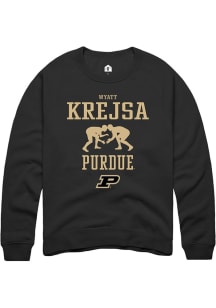 Wyatt Krejsa  Rally Purdue Boilermakers Mens Black NIL Sport Icon Long Sleeve Crew Sweatshirt