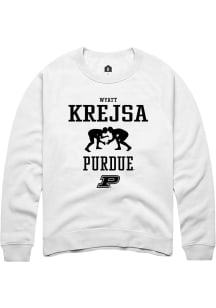 Wyatt Krejsa  Rally Purdue Boilermakers Mens White NIL Sport Icon Long Sleeve Crew Sweatshirt