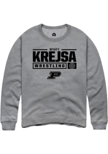 Wyatt Krejsa  Rally Purdue Boilermakers Mens Graphite NIL Stacked Box Long Sleeve Crew Sweatshirt