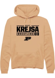 Wyatt Krejsa  Rally Purdue Boilermakers Mens Gold NIL Stacked Box Long Sleeve Hoodie