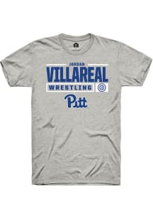 Jordan Villareal  Pitt Panthers Ash Rally NIL Stacked Box Short Sleeve T Shirt