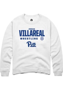 Jordan Villareal  Rally Pitt Panthers Mens White NIL Stacked Box Long Sleeve Crew Sweatshirt