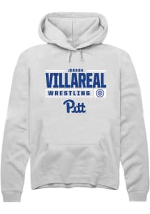 Jordan Villareal  Rally Pitt Panthers Mens White NIL Stacked Box Design Long Sleeve Hoodie