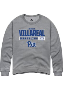 Jordan Villareal  Rally Pitt Panthers Mens Graphite NIL Stacked Box Long Sleeve Crew Sweatshirt