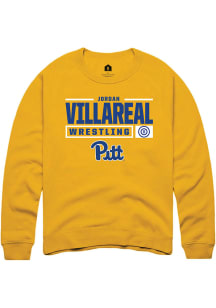 Jordan Villareal  Rally Pitt Panthers Mens Gold NIL Stacked Box Long Sleeve Crew Sweatshirt
