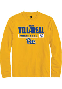 Jordan Villareal  Pitt Panthers Gold Rally NIL Stacked Box Long Sleeve T Shirt