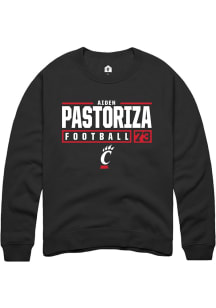 Aiden Pastoriza  Rally Cincinnati Bearcats Mens Black NIL Stacked Box Long Sleeve Crew Sweatshirt