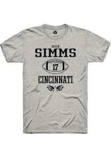 Brian Simms  Cincinnati Bearcats Ash Rally NIL Sport Icon Short Sleeve T Shirt