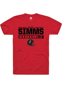 Brian Simms  Cincinnati Bearcats Red Rally NIL Stacked Box Short Sleeve T Shirt