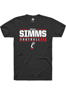 Brian Simms  Cincinnati Bearcats Black Rally NIL Stacked Box Short Sleeve T Shirt