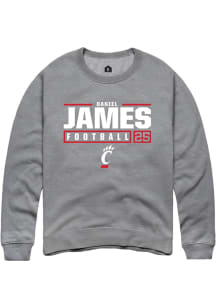 Daniel James  Rally Cincinnati Bearcats Mens Graphite NIL Stacked Box Long Sleeve Crew Sweatshirt
