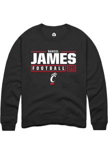 Daniel James  Rally Cincinnati Bearcats Mens Black NIL Stacked Box Long Sleeve Crew Sweatshirt
