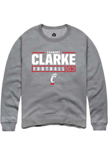 Zachary Clarke  Rally Cincinnati Bearcats Mens Graphite NIL Stacked Box Long Sleeve Crew Sweatshir..
