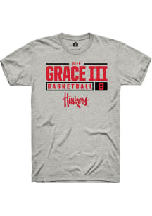 Jeff Grace III  Nebraska Cornhuskers Ash Rally NIL Stacked Box Short Sleeve T Shirt