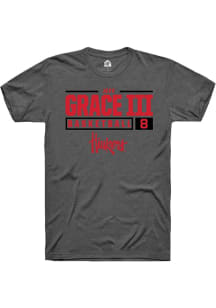 Jeff Grace III  Nebraska Cornhuskers Dark Grey Rally NIL Stacked Box Short Sleeve T Shirt
