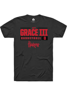 Jeff Grace III  Nebraska Cornhuskers Black Rally NIL Stacked Box Short Sleeve T Shirt