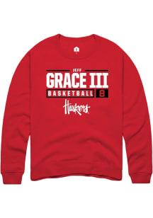 Jeff Grace III  Rally Nebraska Cornhuskers Mens Red NIL Stacked Box Long Sleeve Crew Sweatshirt