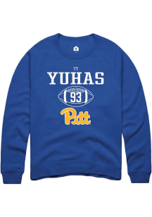 Ty Yuhas  Rally Pitt Panthers Mens Blue NIL Sport Icon Long Sleeve Crew Sweatshirt
