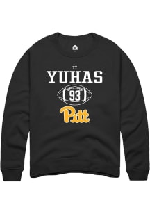 Ty Yuhas  Rally Pitt Panthers Mens Black NIL Sport Icon Long Sleeve Crew Sweatshirt