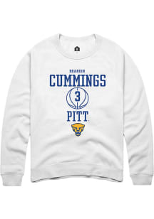 Brandin Cummings  Rally Pitt Panthers Mens White NIL Sport Icon Long Sleeve Crew Sweatshirt