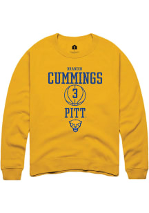 Brandin Cummings  Rally Pitt Panthers Mens Gold NIL Sport Icon Long Sleeve Crew Sweatshirt