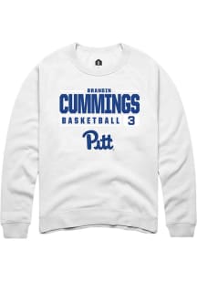 Brandin Cummings  Rally Pitt Panthers Mens White NIL Stacked Box Long Sleeve Crew Sweatshirt