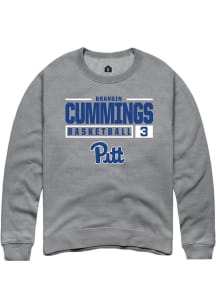 Brandin Cummings  Rally Pitt Panthers Mens Graphite NIL Stacked Box Long Sleeve Crew Sweatshirt