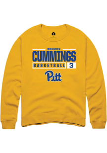 Brandin Cummings  Rally Pitt Panthers Mens Gold NIL Stacked Box Long Sleeve Crew Sweatshirt