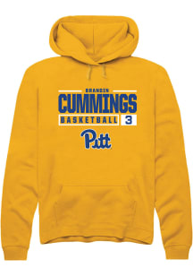 Brandin Cummings  Rally Pitt Panthers Mens Gold NIL Stacked Box Long Sleeve Hoodie