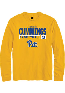 Brandin Cummings  Pitt Panthers Gold Rally NIL Stacked Box Long Sleeve T Shirt
