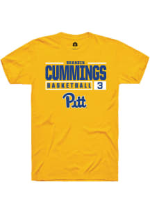 Brandin Cummings  Pitt Panthers Gold Rally NIL Stacked Box Short Sleeve T Shirt