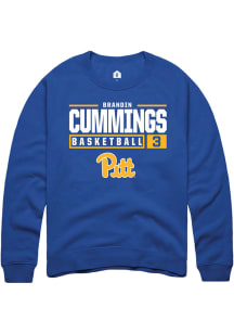 Brandin Cummings  Rally Pitt Panthers Mens Blue NIL Stacked Box Long Sleeve Crew Sweatshirt