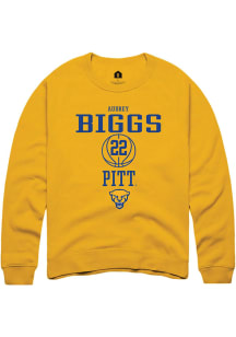 Audrey Biggs  Rally Pitt Panthers Mens Gold NIL Sport Icon Long Sleeve Crew Sweatshirt