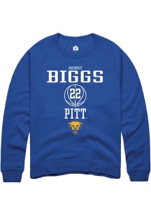 Audrey Biggs  Rally Pitt Panthers Mens Blue NIL Sport Icon Long Sleeve Crew Sweatshirt