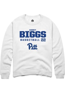 Audrey Biggs  Rally Pitt Panthers Mens White NIL Stacked Box Long Sleeve Crew Sweatshirt